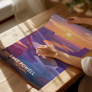 Lake Powell Sunset Poster: Utah Arizona Canyon Landscape Wall Art Print, Framed or Unframed image 4