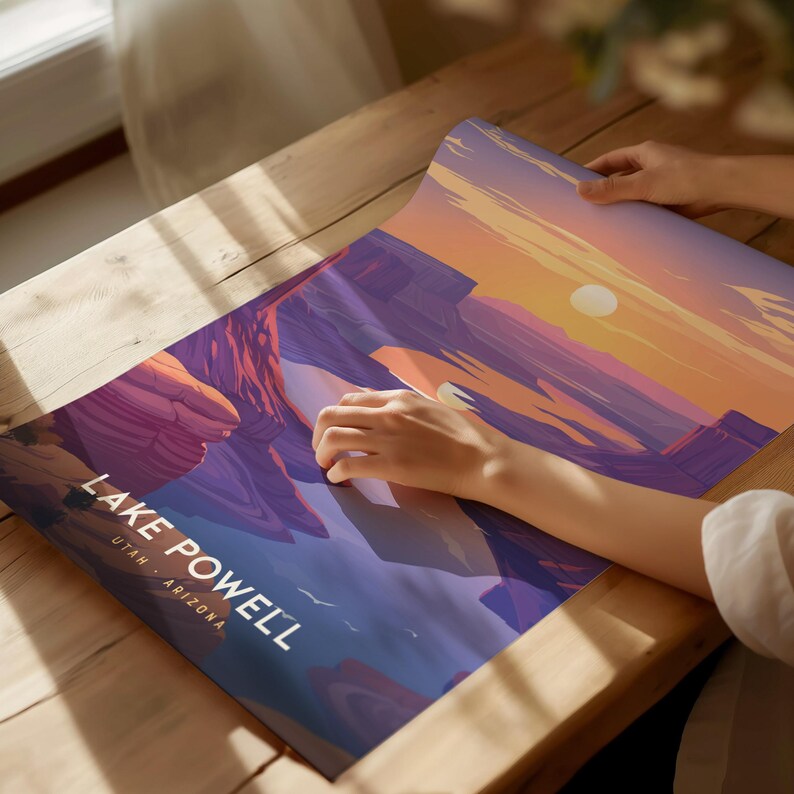 Lake Powell Sunset Poster: Utah Arizona Canyon Landscape Wall Art Print, Framed or Unframed image 4