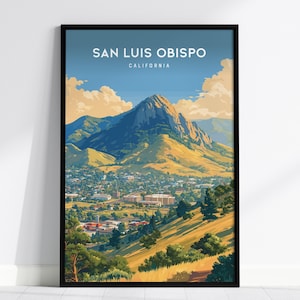 San Luis Obispo Bishop Peak Framed or Unframed Wall Art Central Coast California Landscape Travel Print Coastal Decor SLO CA Hiker Poster