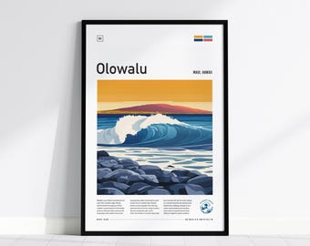 Maui Hawaii Surf Poster: Coastal Surfer Wall Art, Framed or Unframed