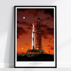 Apollo 4 Launch Poster – NASA Saturn V Rocket Art Print, Kennedy Space Center, Framed/Unframed, Space Decor, Gift for NASA and Space Fans
