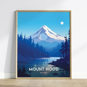 Mount Hood Oregon Poster, Framed and Unframed Mountain Landscape Print, Pacific Northwest Wall Art, Hiking Artwork, Oregon Airbnb Decor