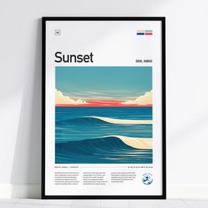 Sunset Beach Hawaii Framed Poster: North Shore Surf Art