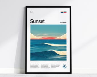 Sunset Beach Hawaii Framed Poster: North Shore Surf Art