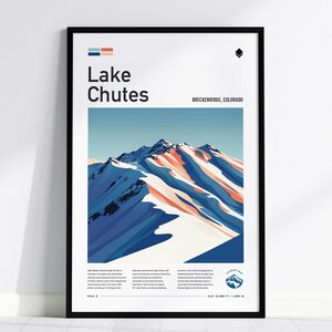 Lake Chutes Ski Run | Breckenridge Resort Colorado Black Diamond Expert Skiing Slope Framed Poster Skier Snowboarder Cabin Lodge Decor Gift