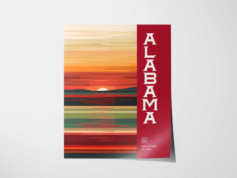 Impresión de arte abstracto de Alabama: póster minimalista en tonos castaños imagen 3