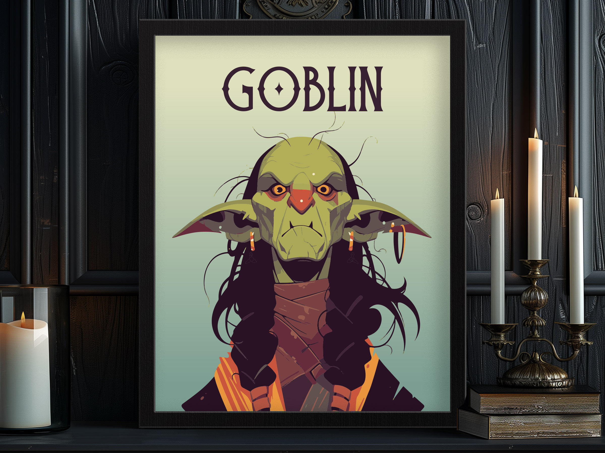 Goblin Portrait Framed Wall Art: Fantasy Character Poster - Etsy