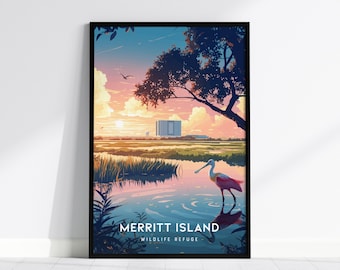Merritt Island Wildlife Refuge Poster: Florida Space Coast Art Print, Framed or Unframed