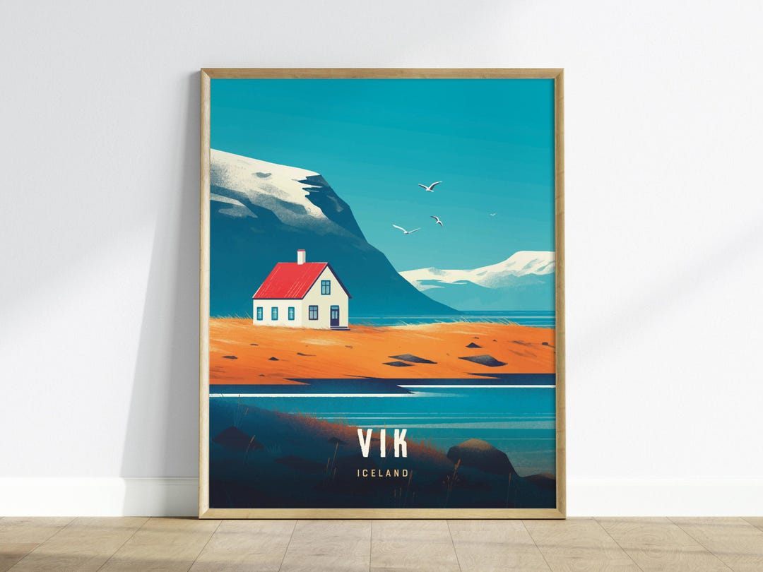 Iceland Vik Travel Poster: Scenic Cliffs & Beaches Art - Etsy