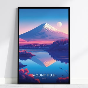 Mount Fuji, Japan Poster - Iconic Mountain Landscape, Framed/Unframed, Ideal for Hikers and Japan Vacationers, Airbnb Wall Art Decor