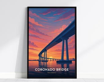 Coronado Bridge Sunset Art Print: San Diego Coastal Decor