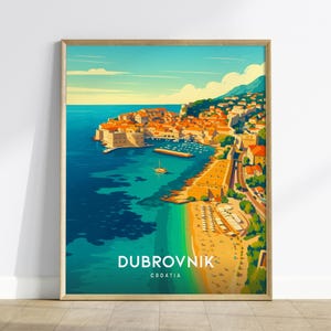 Póster de Dubrovnik, Croacia: Impresión de viaje por el casco antiguo costero, decoración enmarcada o en lienzo, ilustración de playa, regalo perfecto para viajeros.