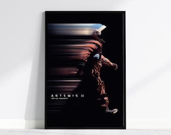 Artemis II Space Mission Poster: NASA Astronaut Art Print, Framed or Unframed