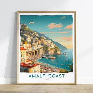 Amalfi Coast Travel Print, Amalfi Wall Art Italy Travel Poster Print, Italy Amalfi City Wall Art, Italy Travel Poster, Airbnb and Home Decor