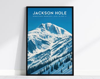 Jackson Hole Ski Print: Rendezvous Mountain, Wyoming Art