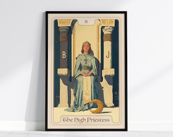 High Priestess Tarot Card Framed Poster: Art Nouveau Divination Art