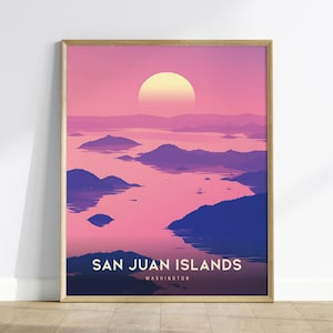 San Juan Islands, Washington Poster - Serene Küstenszene, erhältlich gerahmt oder ungerahmt, perfekt für Heim- und Bürodekor, Hauswandkunst