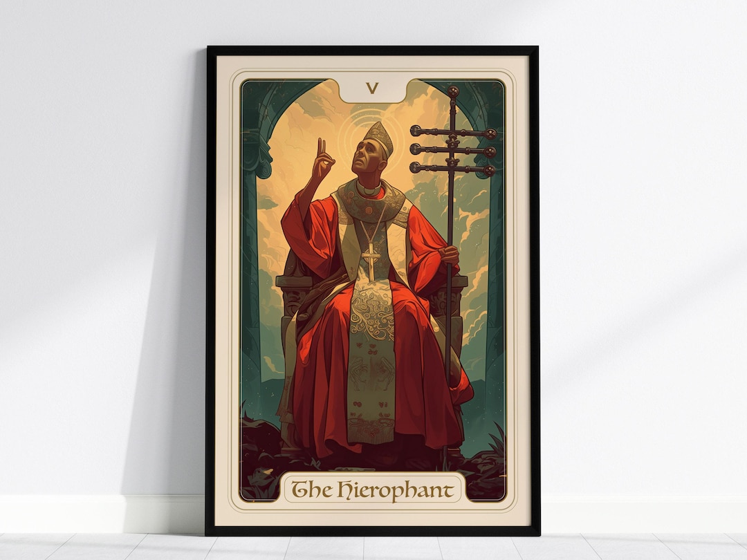 The Hierophant Tarot Card Framed Poster Rider Waite Art Nouveau Decor the-hierophant-tarot-card-framed-poster-rider-waite-art-nouveau-decor