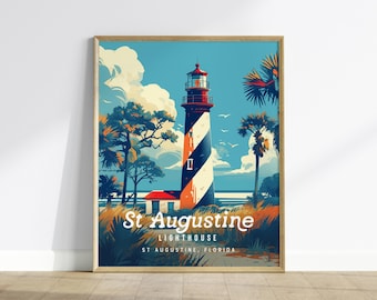 St Augustine Lighthouse Print: Florida Travel Poster, Anastasia Island Art