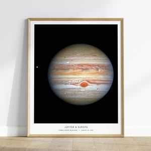Hubble Space Telescope Print: Jupiter & Europa - Astronomy Wall Art