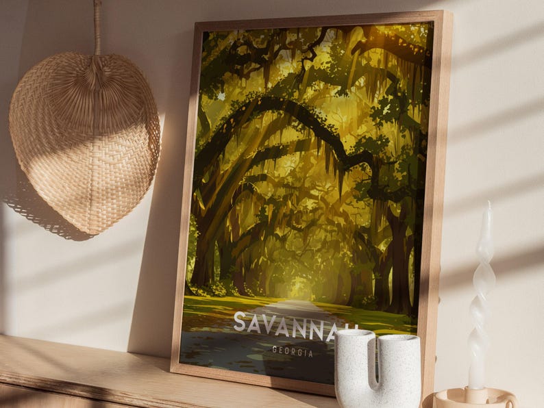 Savannah Georgia Print: Southern Oak Trees & Spanish Moss Art image 7