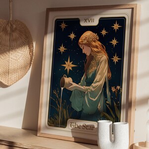 The Star Tarot Card Poster Wall Art: Art Nouveau Tarot Print, Star Card Art Print, Spiritual Wall Art Decor, Tarot Poster Print Gallery Bild 8