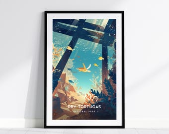 Dry Tortugas National Park Poster: Minimalist Sea Turtle Art
