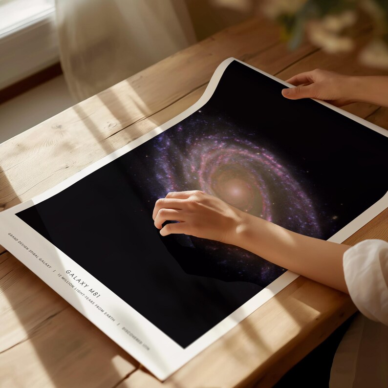 M81 Galaxy Poster: NASA Space Photo, Grand Design Spiral Galaxy, Framed or Unframed Print image 4