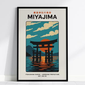 Miyajima Torii Gate Poster – Vintage Japan Travel Wall Art, Itsukushima Shrine Print, Japanese Culture Decor, Framed Coastal Home Wall Decor