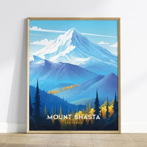 Mount Shasta, California Poster - Majestic Mountain Landscape, Available Framed/Unframed, Perfect for Hikers and Nature Lovers, Home Decor
