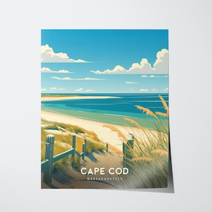 Cape Cod Digital Download – Printable Massachusetts Poster, Coastal Wall Art, Beach House Decor, Nautical Travel Print for Summer Vacation