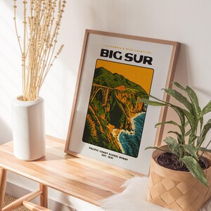 Vintage Big Sur-reisposter: kunstafdruk kust van Californië afbeelding 5