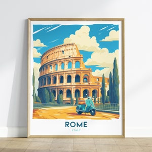 Rome Colosseum Travel Poster: Italian Architecture Art Print