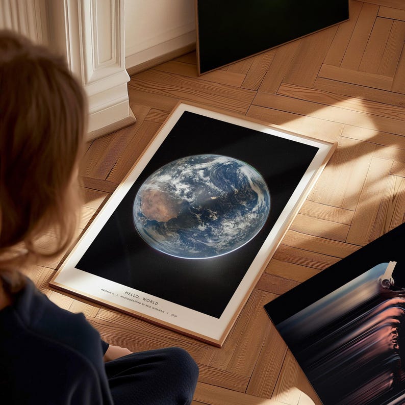Hello World NASA Poster, Artemis II NASA Photo, Planet Earth Wall Art, Reid Wiseman Print, Space Lover Gift, Framed or Unframed image 11