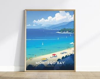 Montego Bay Jamaica Beach Art Print: Tropical Vacation Vibes