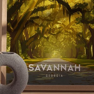 Savannah Georgia Print: Southern Oak Trees & Spanish Moss Art image 4