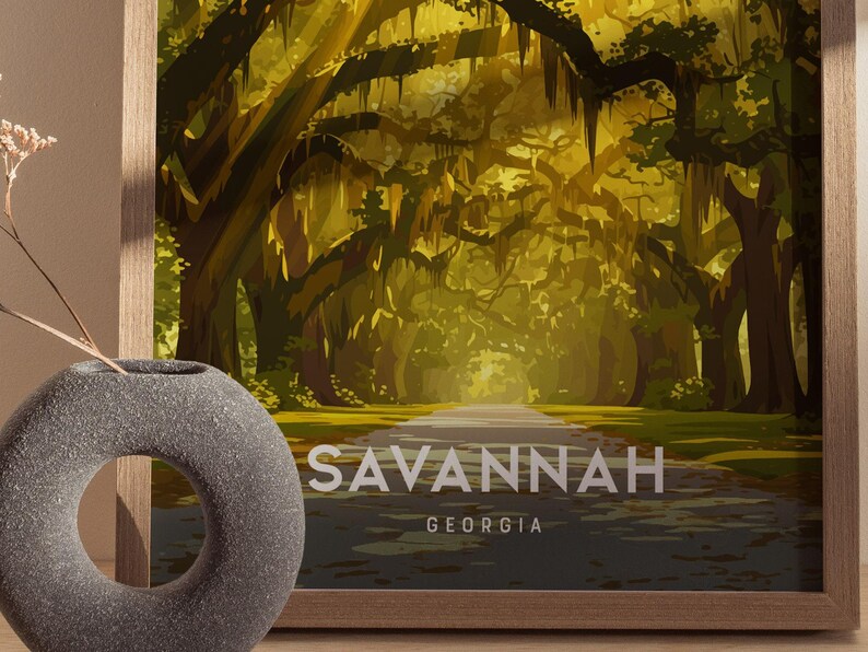 Savannah Georgia Print: Southern Oak Trees & Spanish Moss Art image 4