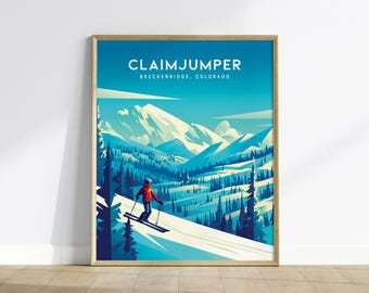 Poster della stazione sciistica di Breckenridge: Claimjumper Run, Colorado Wall Art