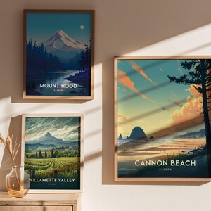 Cannon Beach Oregon Poster: Haystack Rock Coastal Art, Pacific Northwest Print, Oregon Coast Gift, Beach Decor, Vintage, Framed or Unframed image 3