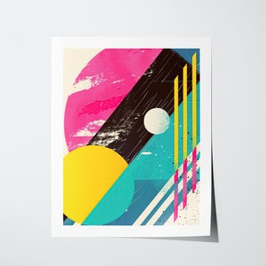 Eighties Wall Art Digital Download – 1980s Style Retro Poster, Neon Vaporwave Print, Bold Modern Decor for Game Rooms & Nostalgia Fans