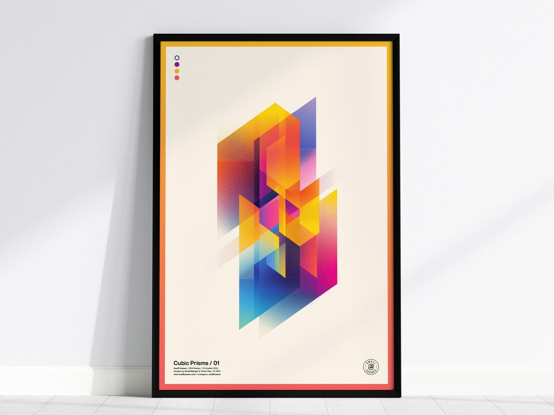 Cubic Poster Cubic Prisms Art Print: Modern Geometric Shapes Framed Poster - Etsy