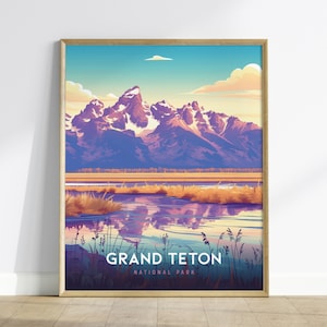 Grand Teton Nationalpark Poster, Wyoming Bergwandkunst, gerahmter / ungerahmter Grand Teton Druck, Naturlandschaftskunstwerk, Nationalparkgeschenk