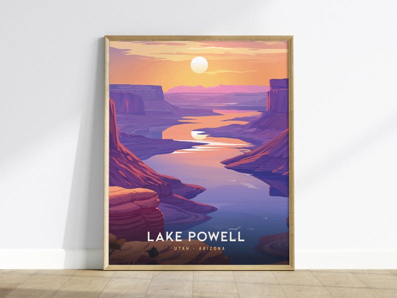 Lake Powell Sunset Poster: Utah Arizona Canyon Landscape Wall Art Print, Framed or Unframed image 2
