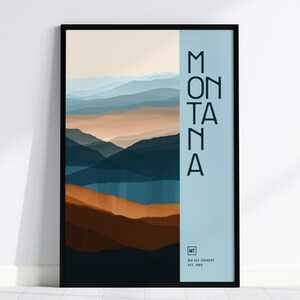 Póster de Montana, el estado del gran cielo: arte abstracto inspirado en las montañas, perfecto para decoración moderna o rústica, regalo perfecto del gran cielo