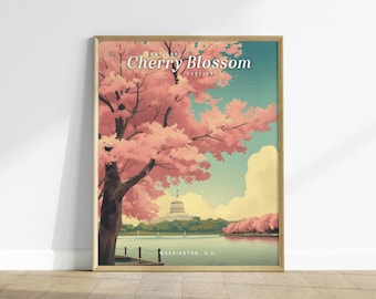 Kirschblüten Festival Poster: Washington DC Travel Print