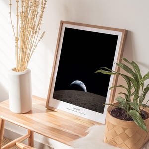 Earthset NASA ready hang framed Artemis II lunar flyby poster Earth Moon crater space wall decor