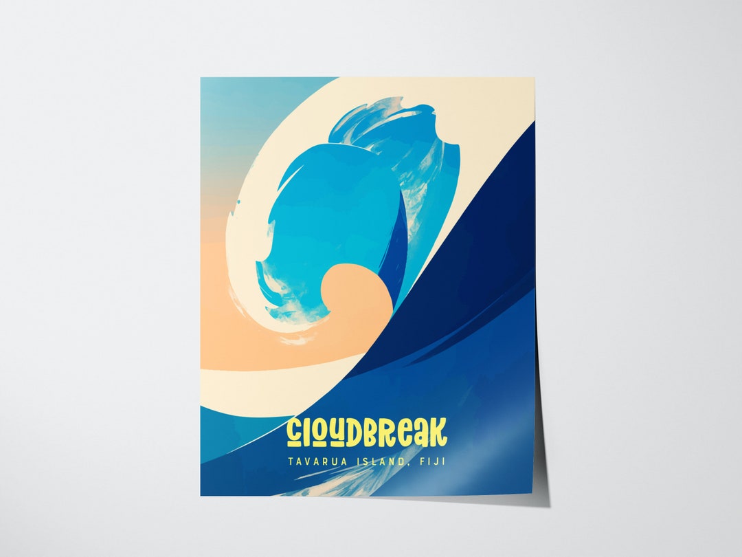 Cloudbreak Wave Digital Download Travel Poster | Tavarua Island, Fiji ...