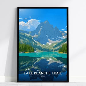 Lake Blanche Trail Utah Poster – Mountain Lake Wall Art, Hiking Trail Print, Nature Wall Decor, Framed or Unframed National Park Style Art