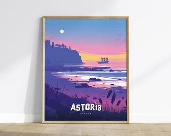 Astoria Oregon Poster: Goonies Inspired Pirate Ship Wall Art Print, Framed or Unframed