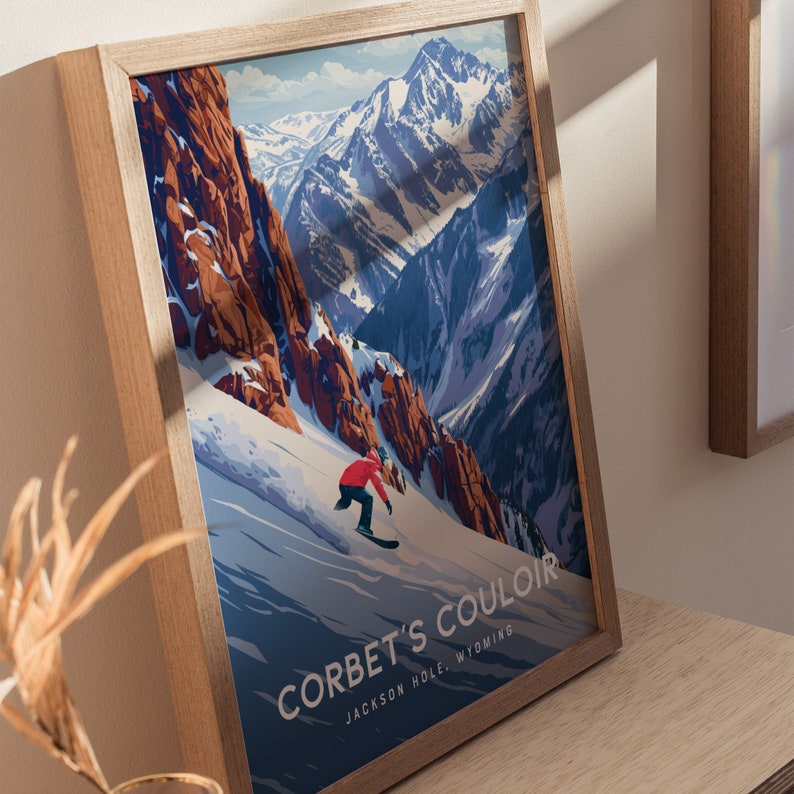 Corbet's Couloir, Snowboard Jackson Hole, Wyoming Framed Wall Art